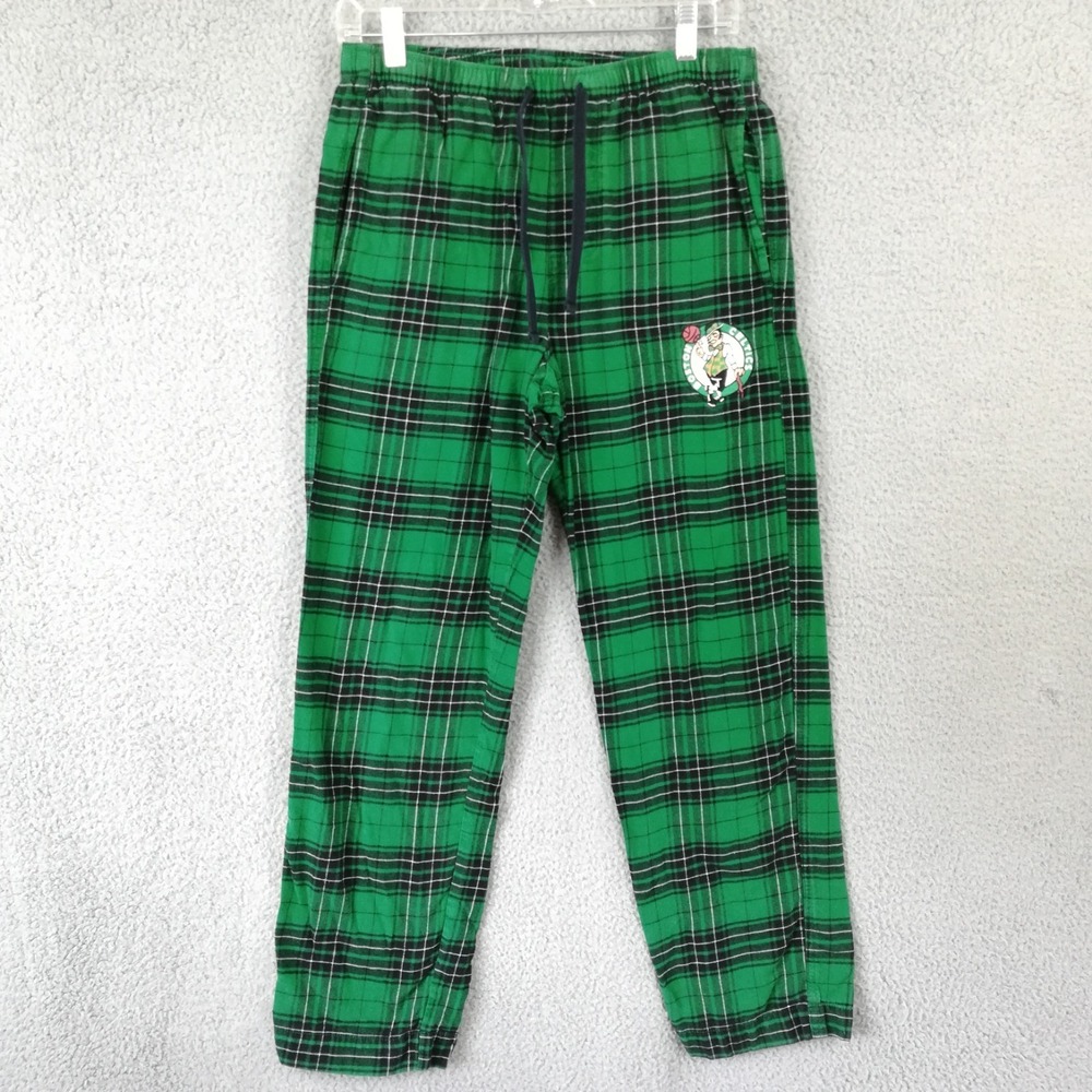 Boston Celtics Mens Pants Lounge Pajama x NBA Basketball Bottle Green Plaid S